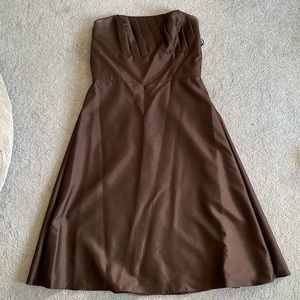 Dark brown convertible strapless/spaghetti strap midi-length dress, size 12